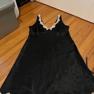 Victoria's Secret Black Chemise with Cream Lace